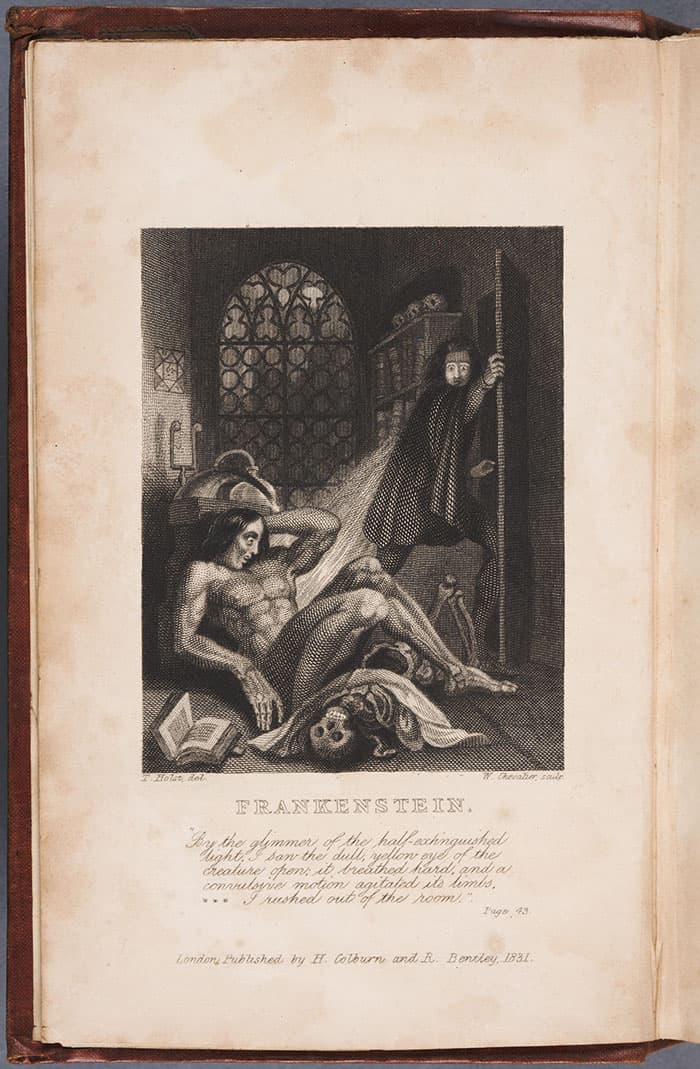 Frontispiece from the 1831 third edition of Frankenstein