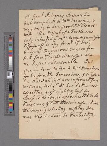 Pulteney, Harry. Letter to Elizabeth (Robinson) Montagu