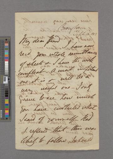 Henry Peter Brougham, 1st Baron Brougham and Vaux. Letter to Zachary Macaulay