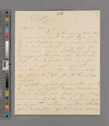 Thomas Babington Macaulay, 1st Baron Macaulay. Letter to Zachary Macaulay
