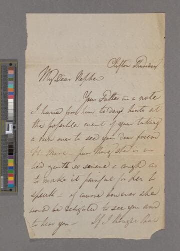 Colin Macaulay. Letter to Thomas Babington Macaulay, after 1st Baron Macaulay
