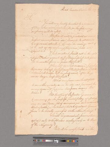 Circular letter from George Washington, headquarters Whitpain Township, to Major General Alexander McDougall