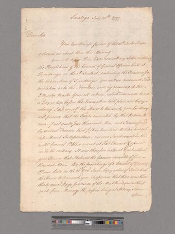 Letter from Philip John Schuyler, Saratoga, to George Washington