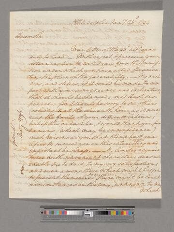 Letter from George Washington, Philadelphia, to Thomas Johnson