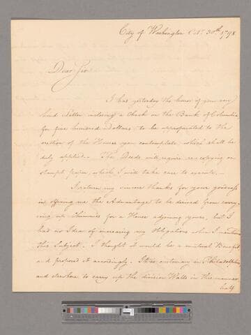 Letter from William Thornton, Washington, D.C., to George Washington