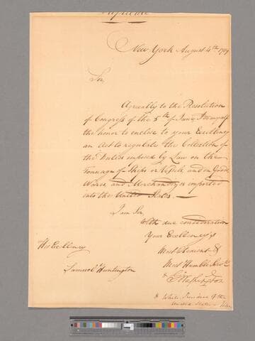 Letter from George Washington, New York, to Samuel Huntington
