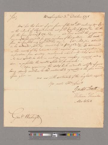 Letter from the commissioners of the federal city, Washington, D.C., to George Washington