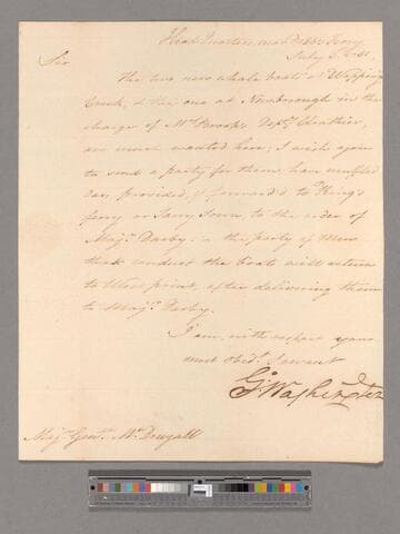 Letter from George Washington, headquarters near Dobbs Ferry, to Major General Alexander McDougall