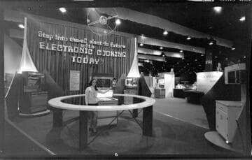 Edison exhibit at a home show promoting electric cookery