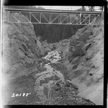 Big Creek, Huntington Lake Dams - Progress of backfills on Huntington Lake Dams by Stone & Webster Co