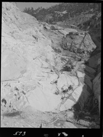 Big Creek - Mammoth Pool - General view of rock structure on west abutment looking upstream