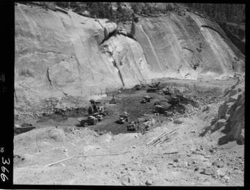 Big Creek - Mammoth Pool - Excavation in cutoff area viewed from West abutment