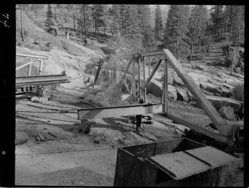 Big Creek - Mammoth Pool - Construction of San Joaquin Pony Truss Bridge