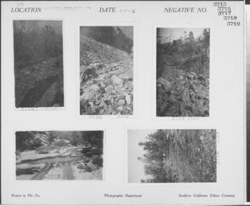 Kern River No. 3 - Washout, Raymaker Camp, 2 miles above hospital. [plus four shots: Road & dump 21