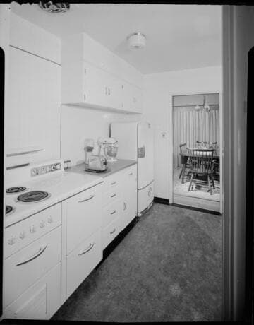 Electric appliances in a residential kitchen