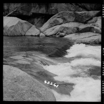 Kaweah #3 - Gauging Station Middle Fork Kaweah River near Potwisha Camp, close-up view of water spilling over Parshall Flume