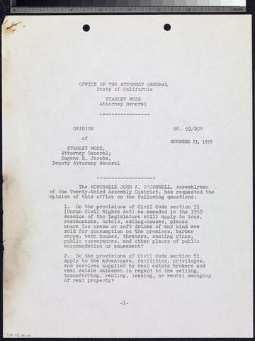 Opinions of Stanley Mosk, Attorney General