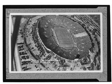 Airplane view of Rose Bowl, New Year's football game