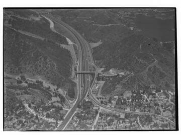 Aerial view of Cahuenga Pass, Hollywood, California