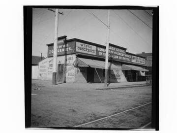 Joe Gioia grocery store at Alpine and Buena Vista streets, Los Angeles