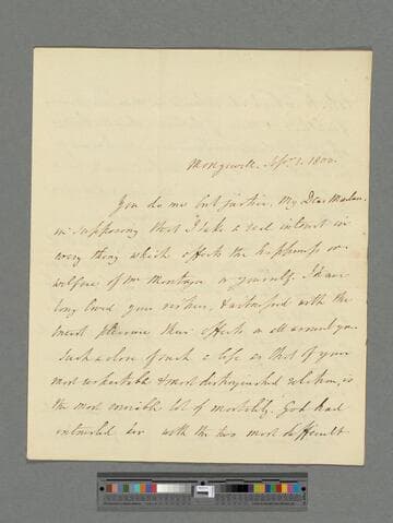 Barrington, Shute, Bishop of Durham. Letter to Elizabeth (Charlton) Montagu
