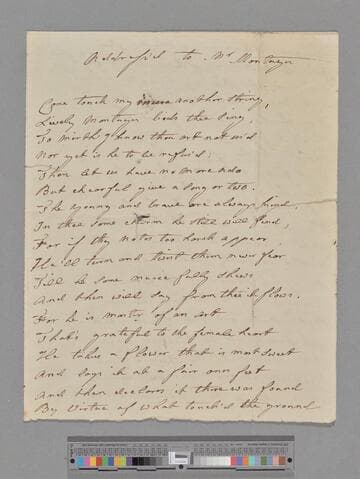Alison, Dorothea (Gregory). Address'd to Mr. Montagu: [a poem]