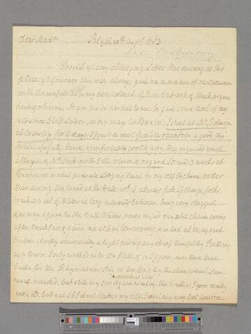 Robinson, Sir William, Bart. Letter to Elizabeth (Robinson) Montagu