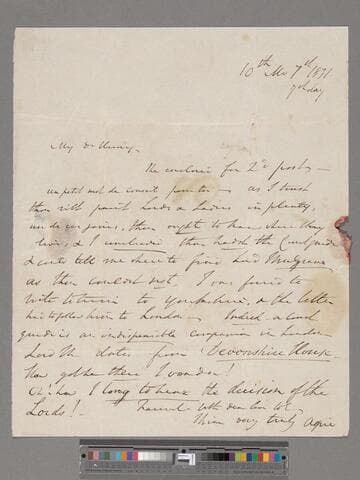 Opie, Amelia (Alderson).  Letter to Henry Perronet Briggs