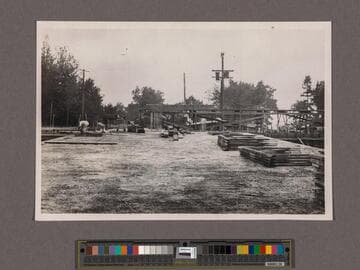 Huntington Library Construction: view showing the East Wing after casting, looking south