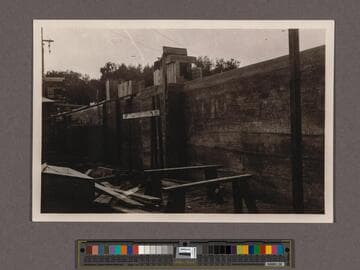 Huntington Library Construction: view showing part of the south wall of the Main Building looking northwest