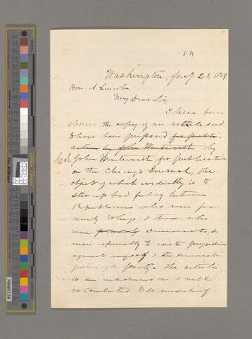 Lyman Trumbull, Washington, D.C., letter to Abraham Lincoln