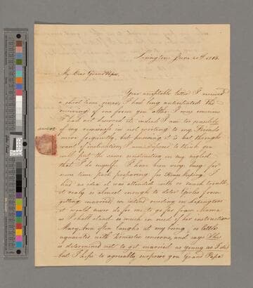 Elizabeth Ann Parker Todd, Lexington, Kentucky, letter to General Andrew Porter, Harrisburg, Pennsylvania