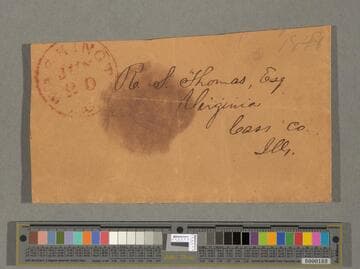 Abraham Lincoln envelope fragment addressed to R.S. Thomas, Virginia, Illinois