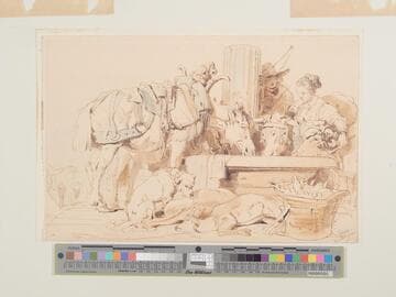 Market Place with Animals and People