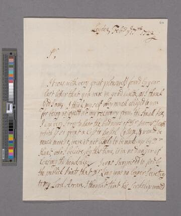 John Brydges, Marquess of Carnarvon, letter, Leyden, to Theophilus Leigh