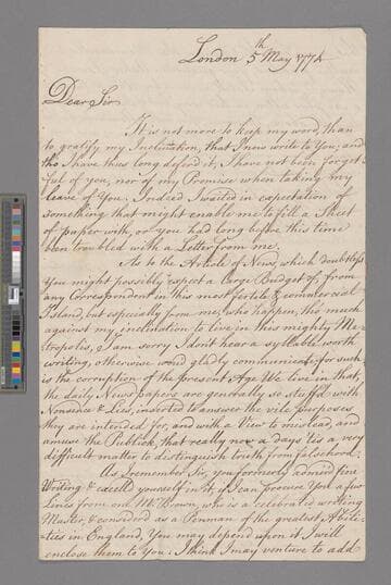 Pearce, Thomas. Letter to Richard Shackleton