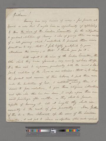[Clarkson, Thomas]. Speech used in forming the Committees in 1823 & 1824