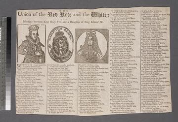 The union of the red rose and the white by a marriage between King Henry VII. and a daughter of King Edward IV