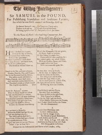 The Whig-intelligencer: or, Sir Samuel in the pound, for publishing scandalous and seditious letters