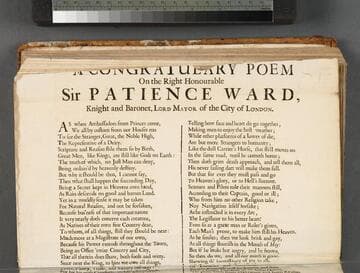 A congratulary poem on the Right Honourable Sir Patience Ward, Knight and Baronet, Lord Mayor of the City of London