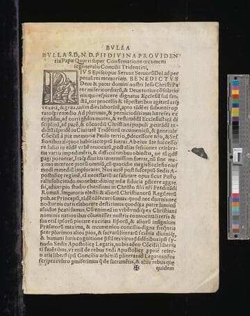 Bulla S.D.N.D. Pii Diuina Prouidentia papae quarti super confirmatione oecumeniic [sic] generalis concilii Tridentini