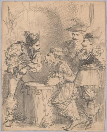 Four Men in Cavalier Costume