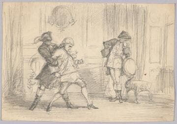 Eighteenth century Interior  Three Men, Two Struggling