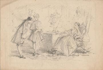 Men Bowing to Seated Lady