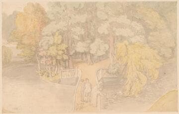 Figures on a Bridge in a Park