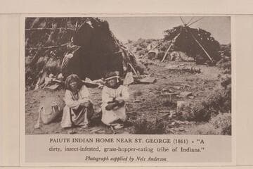 Compare these Indians with the same general group as photographed by Hillers for Powell.  Powell provided costumes for the photographs