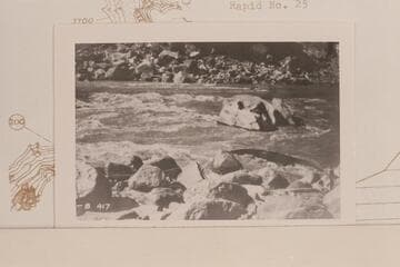 Wreck of boat at Rapid 24 showing painter