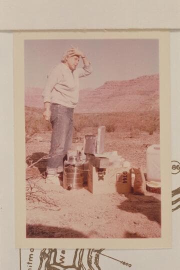 Fran Belknap puzzles over the supplies.  Head of Whitmore Trail