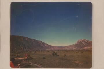 Camp at Smith Ferry.  Flaming Gorge in background