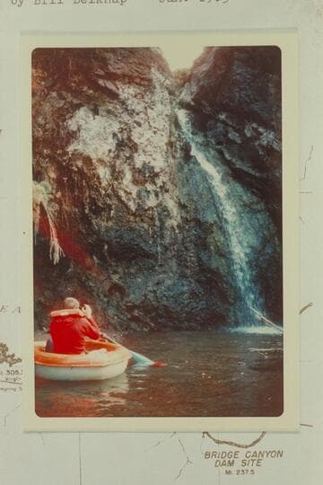 Hot spring falling into Lake Mojave left bank near Ringbolt Rapid